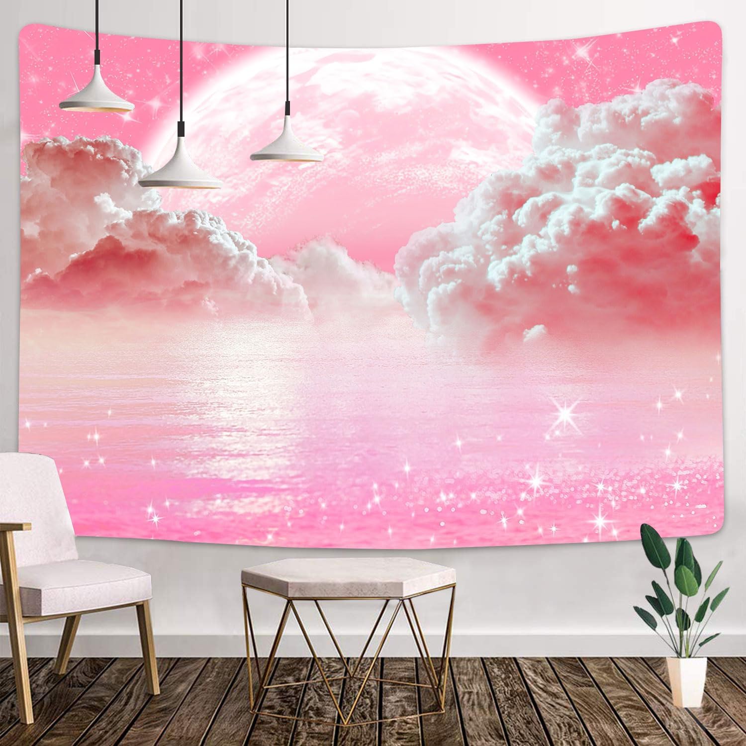 Wall Scroll Tapestry - Permadani Langit Awan Merah Muda Permadani