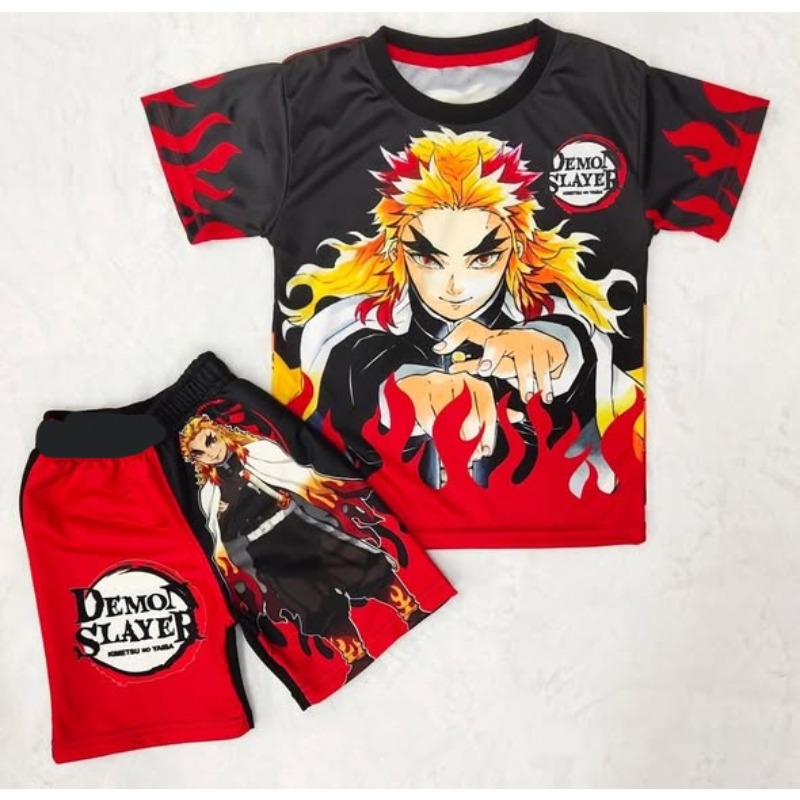 Anime Merchandise Demon Slayer - Set Celana Pendek Kaus Anak Demon