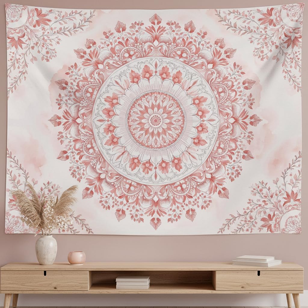 Wall Scroll Tapestry - Permadani Mandala Bunga Merah Muda –