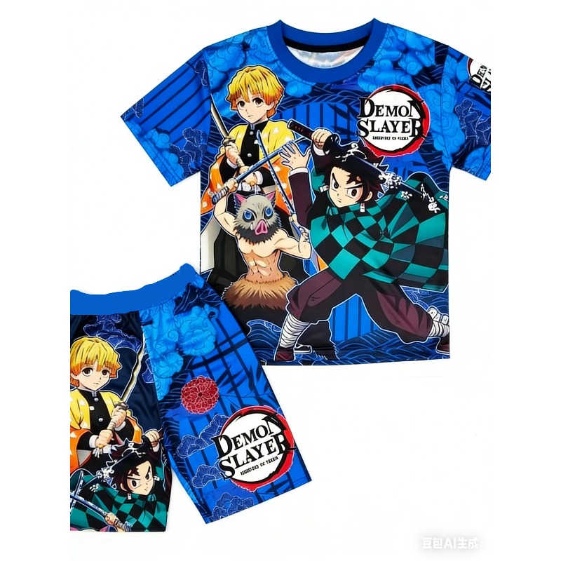Set Celana Pendek Kaus Anak De - Anime Merchandise Demon Slayer ulasan dan harga