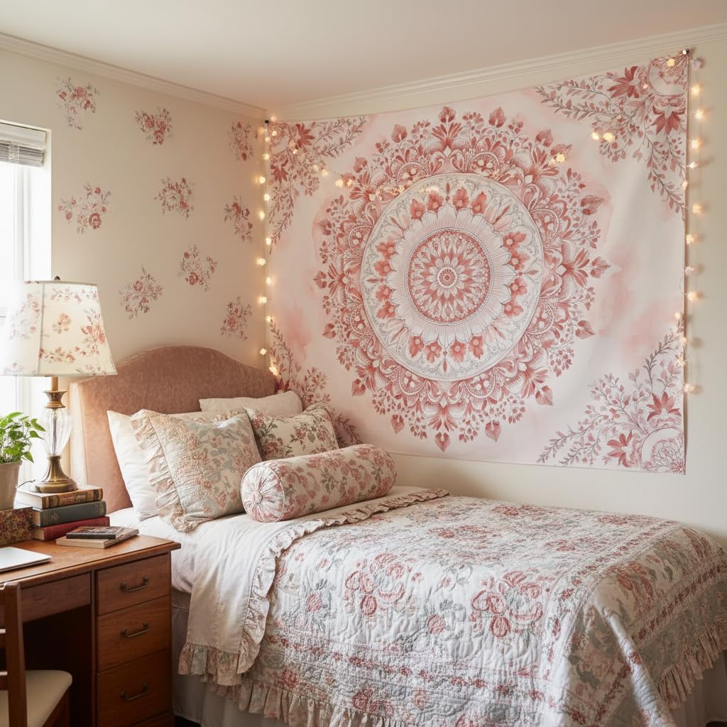 Permadani Mandala Bunga Merah  - Wall Scroll Tapestry ulasan dan harga